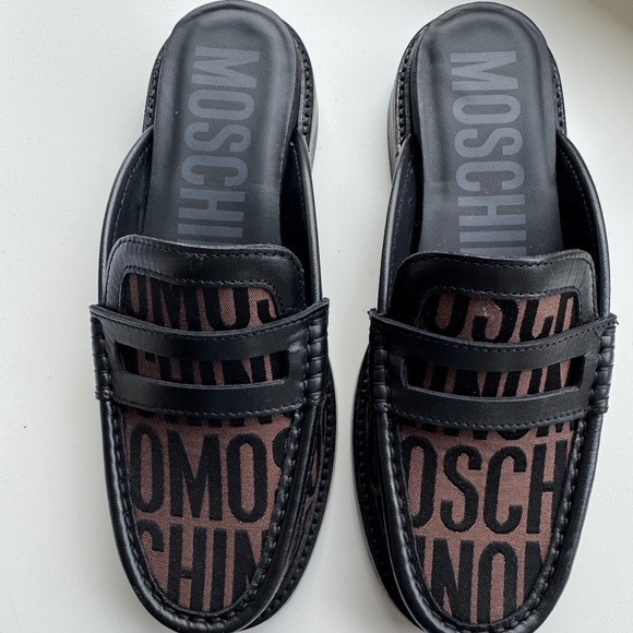 Moschino Women's Logo Jacquard Loafer Mules in Brown l NIB l Size EU36 MSRP $450 - Picture 1 of 6